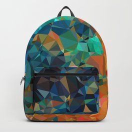 Red Blue Gold Low Poly Abstract Art Backpack