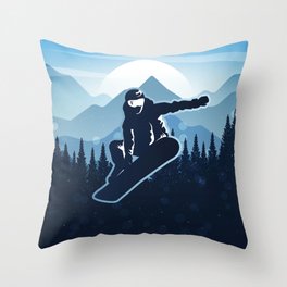 Royal Skiing - Attitude - Ski Snowboard Fly Skyline Throw Pillow