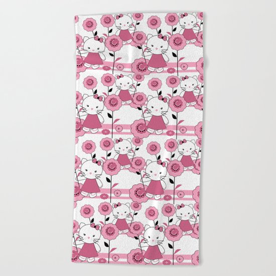 Kittens . White background. Beach Towel