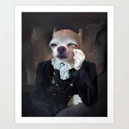 Dog portrait with monocle. Victorian dressed sophisticated pet. Art Print | Victoriananimal, Bow, Suspected, Drawing, Poorvision, Monocle, Elegant, Character, Digital, Costume 