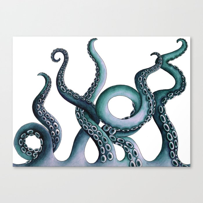 Kraken Teal Canvas Print