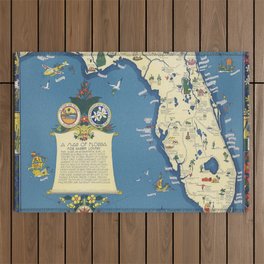 A map of Florida for garden lovers-Old vintage map Outdoor Rug