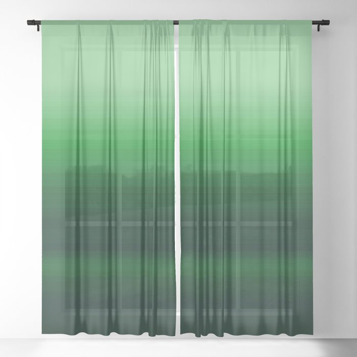 Emerald Green Stripe Design Sheer Curtain
