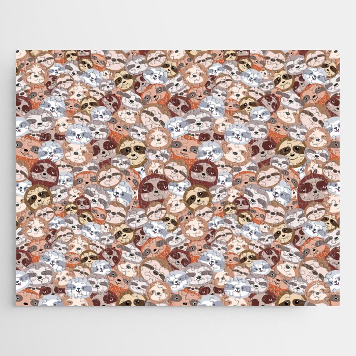 JUST A GIRL WHO LOVES SLOTHS - PINK SEAMLESS PATTERN Jigsaw Puzzle