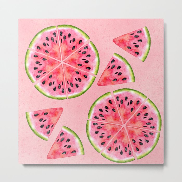 pink watermelon pattern Metal Print