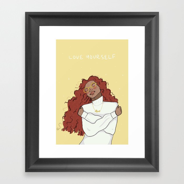 Warm Tones and a Cozy Sweater Self Care - Love Yourself Framed Art Print