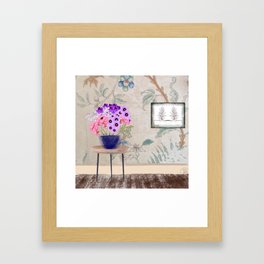 Flowers in a shabby chic room Framed Art Print