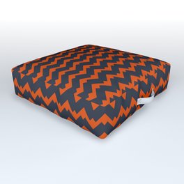 Burnt Orange And Deep Cobalt Blue zigzag chevron Geometrical Pattern  Outdoor Floor Cushion