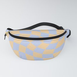 Wavy Check - Blue And Yellow - Checkerboard Pattern Print Fanny Pack