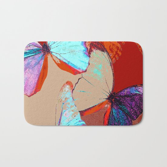 Butterflies in different colors Bath Mat