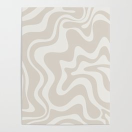 Liquid Swirl Contemporary Abstract Pattern in Mushroom Cream Poster