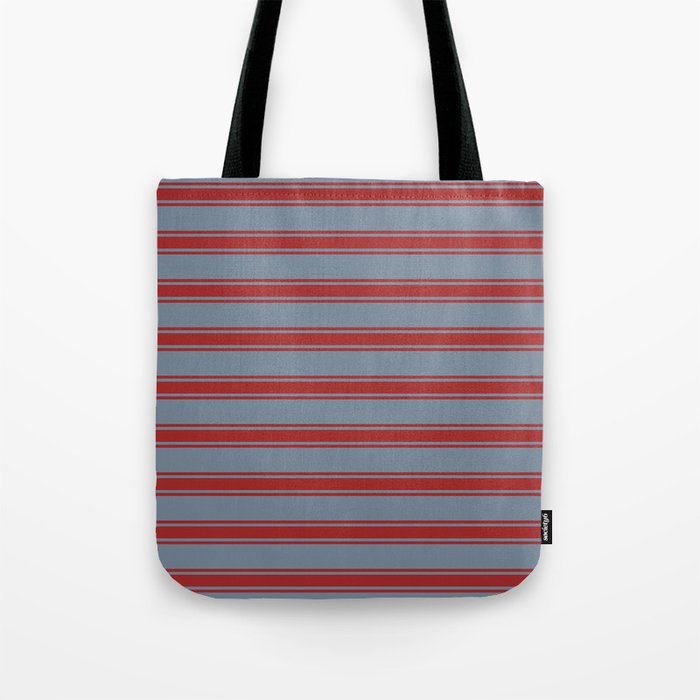 Light Slate Gray & Brown Colored Pattern of Stripes Tote Bag