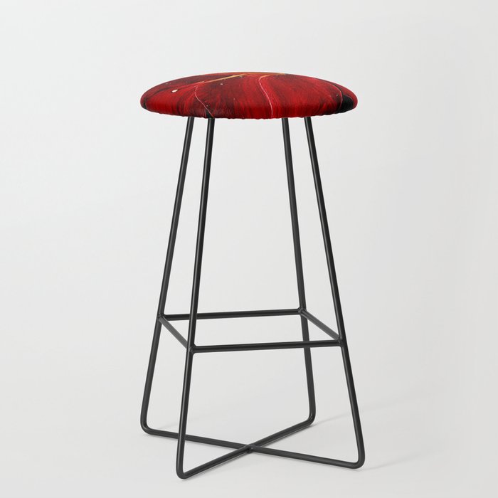 Red Lily On Black Bar Stool