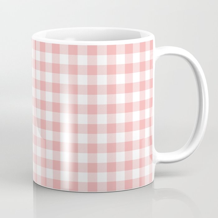 Lush Blush Pink and White Gingham Check Coffee Mug