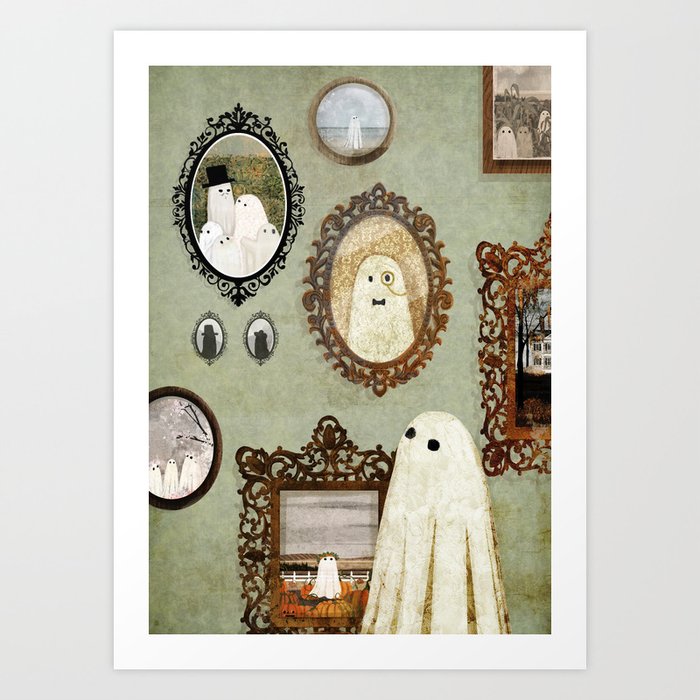 There's A Ghost in the Portrait Gallery Art Print by Katherine Blower Illustrator Designer