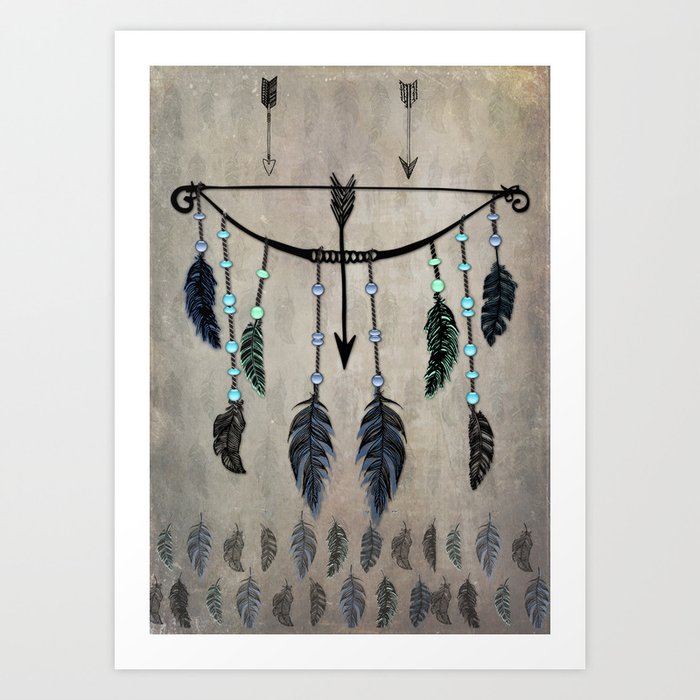 Bow, Arrow, and Feathers Art Print
