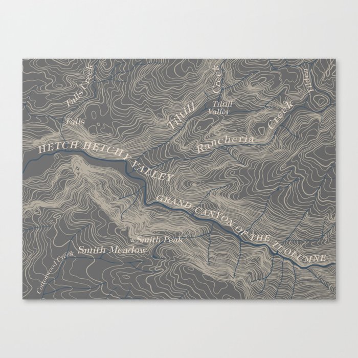 Yosemite Topo Map Canvas Print