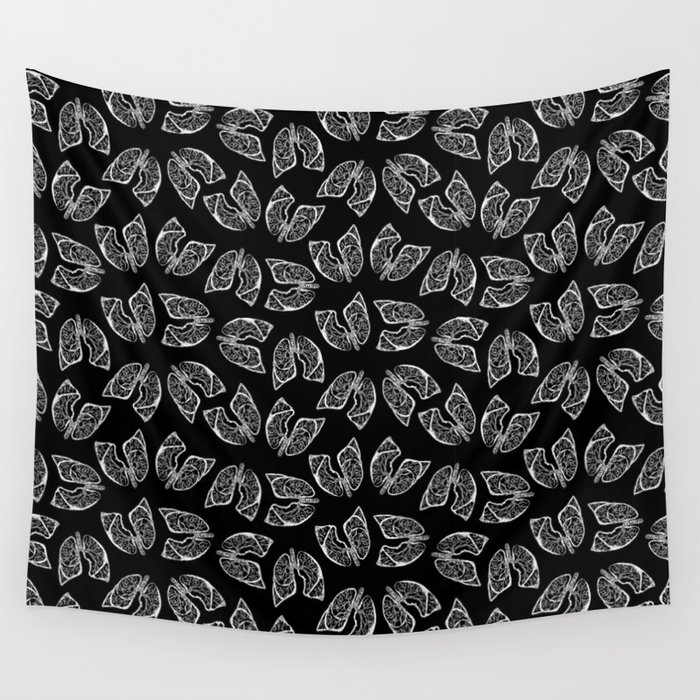 Lungs - White on Black Wall Tapestry