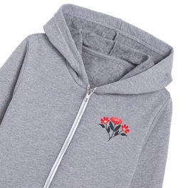 Wildflower bouquet floral pattern in red, light blue, and gray Kids Zip Hoodie