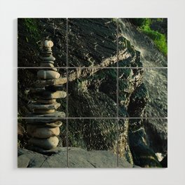 Zen Stones and Waterfall Wood Wall Art