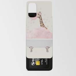 Giraffe in bath Pink foam Android Card Case