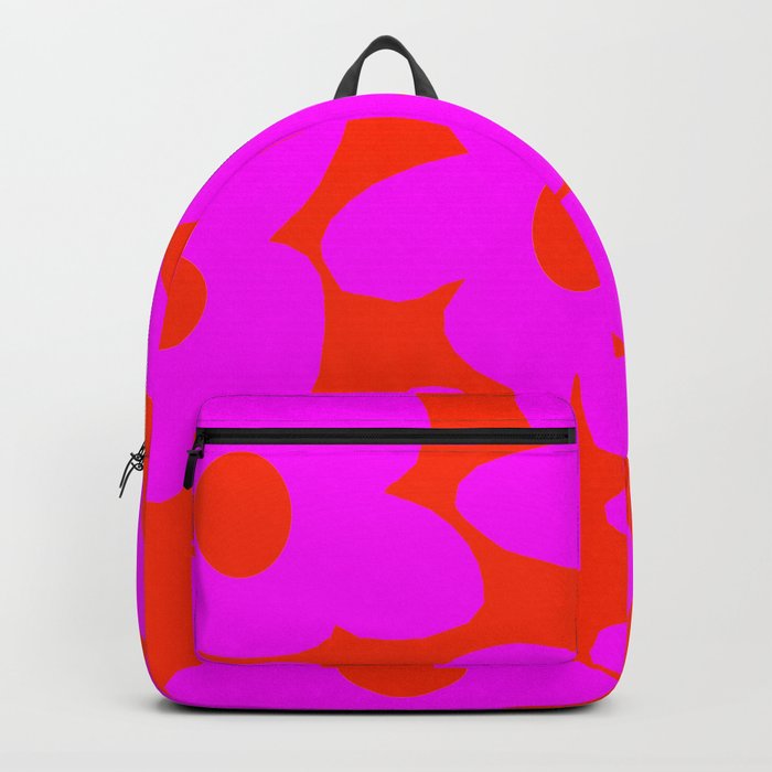 Pink Retro Flowers Orange Red Background #decor #society6 #buyart Backpack