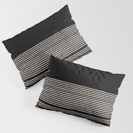 Organic Stripes - Minimalist Textured Line Pattern in Almond Cream and Black Pillow Sham