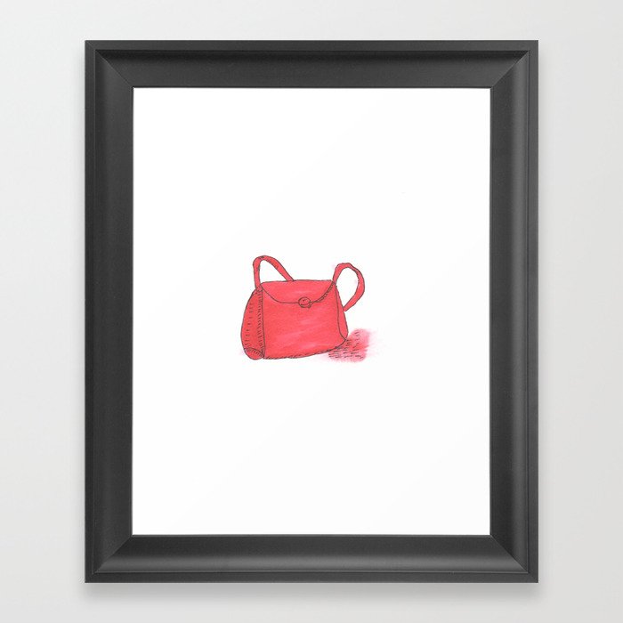 Fashion Red Handbag Illustration Framed Art Print