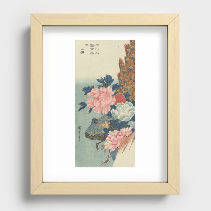 Peacock and Peonies, Utagawa Hiroshige Recessed Framed Print