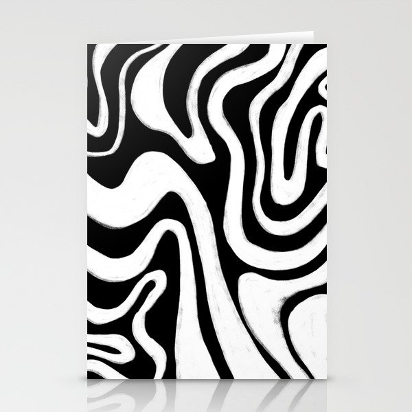 70s Black and White Liquid Swirl Stationery Cards