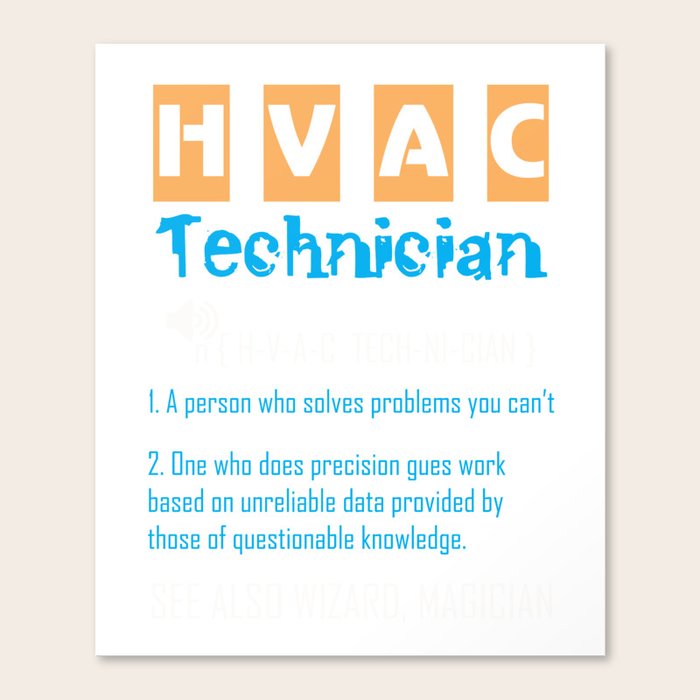 HVAC Air Conditioner Heater Technician Definition print Canvas Print by kayelex Society6