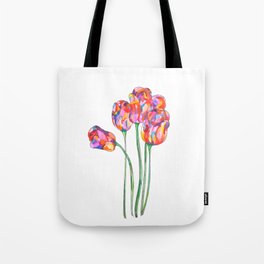 FLORAL Colorful Mosaic Tulips Tote Bag