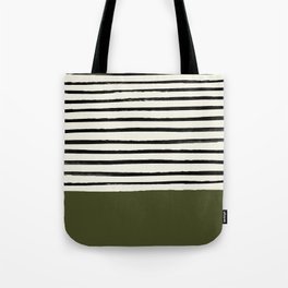 Olive Green x Stripes Tote Bag