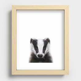 Baby Badger, Woodland Animals, Kids Art, Baby Animals Art Print By Synplus Recessed Framed Print