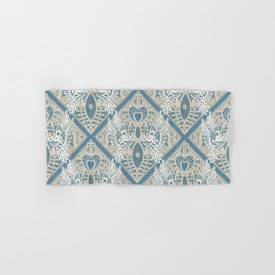 love bird lace blue Hand & Bath Towel
