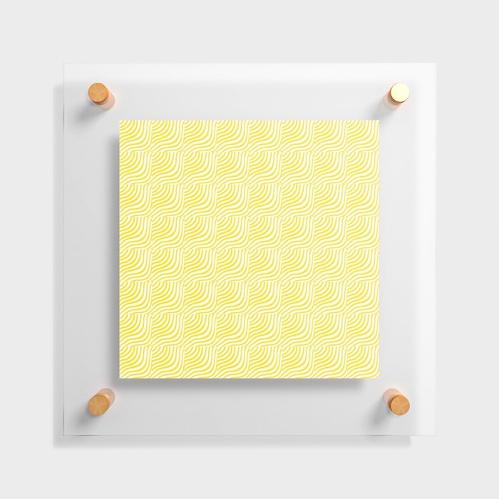 Modern Yellow Striped Shells Pattern Floating Acrylic Print