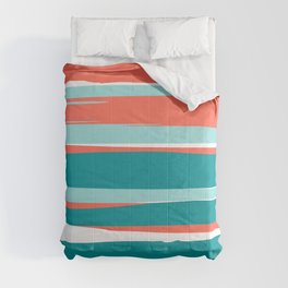 Colorful Stripes, Coral, Teal and Aqua Comforter