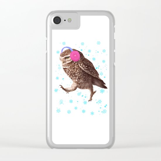 Owl with headphones Clear iPhone Case