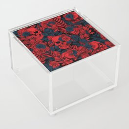 Skulls and Flowers Black Red Blue Vintage Acrylic Box