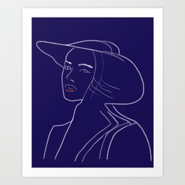 A girl in rush with the blue background  Art Print