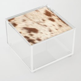 Brown Cowhide, Cow Skin Print Pattern Modern Cowhide Faux Leather Acrylic Box