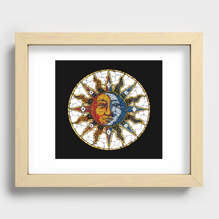 Celestial Mosaic Sun and Moon COASTER Recessed Framed Print