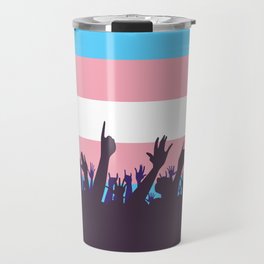 Transgender Pride Flag With Waving Hands Travel Mug