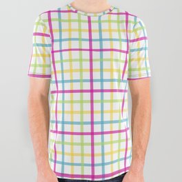 Multi Check 4 - fuchsia teal yellow lime All Over Graphic Tee