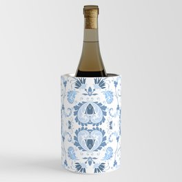 powder blue and white bold paisley flower bohemian Wine Chiller
