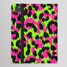80s Punk Rock Neon Pink & Green Leopard iPad Folio Case