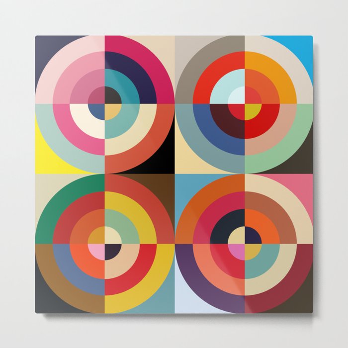 4 Seasons - Colorful Classic Abstract Minimal Retro 70s Style Graphic Design Metal Print
