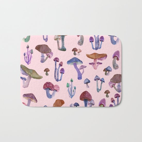 Mushrooms Pink!! Bath Mat
