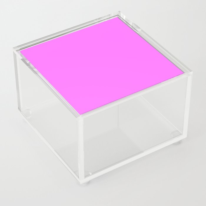 Ultra Pink Purple Solid Color Popular Hues Patternless Shades of Magenta Collection Hex #ff6fff Acrylic Box