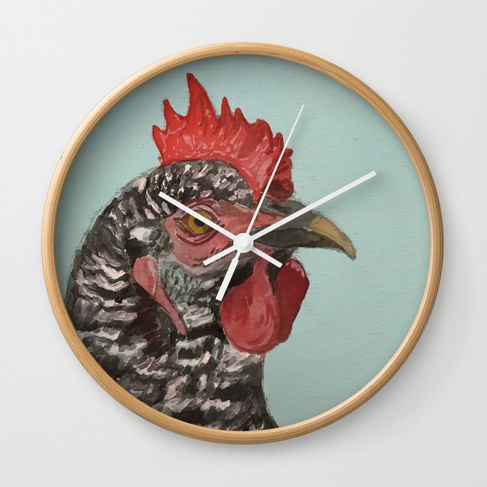 Plymouth Barred Rock Chicken Portrait Wall Clock